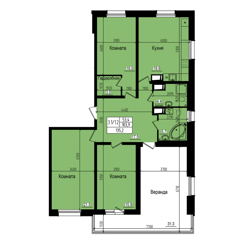 4 ккв (Евро) 135,2 м²