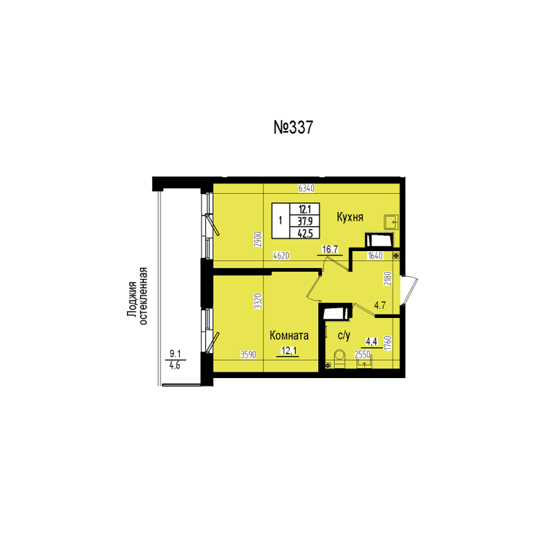 2 ккв (Евро) 42,5 м²