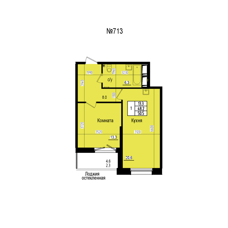 2 ккв (Евро) 50,5 м²