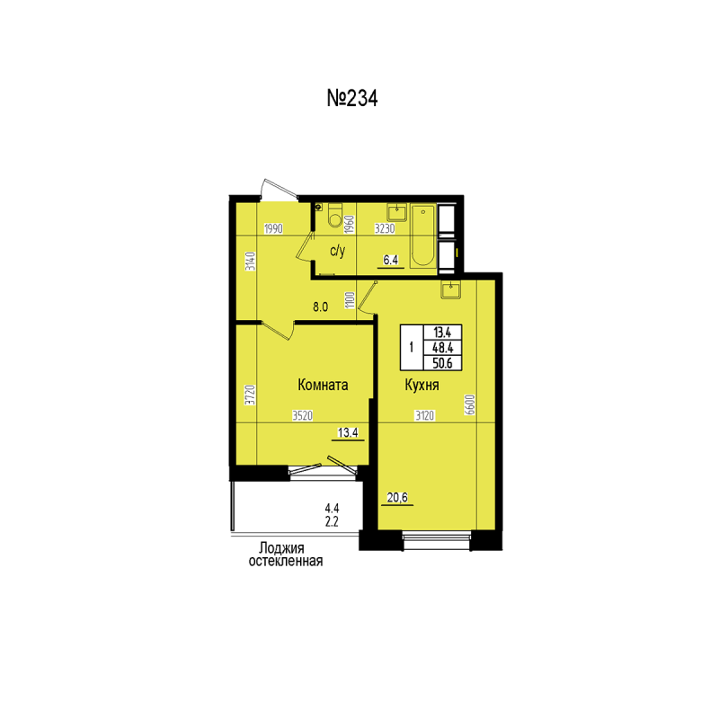 2 ккв (Евро) 50,6 м²