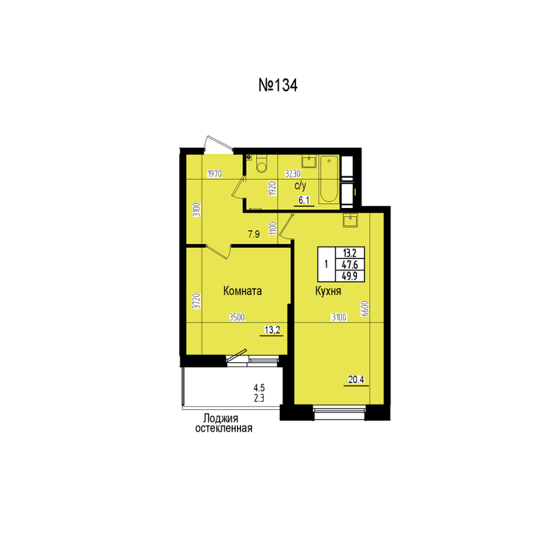 2 ккв (Евро) 49,9 м²