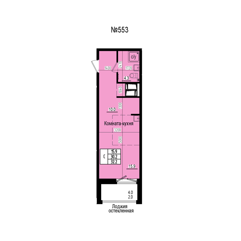 Студия 32,2 м²