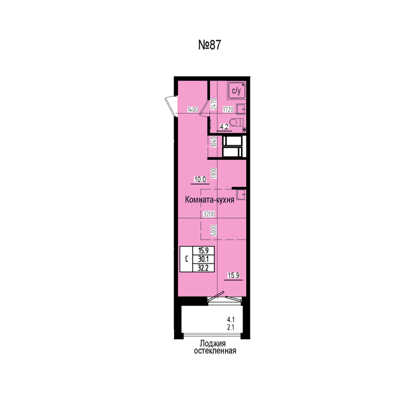 Студия 32,2 м²