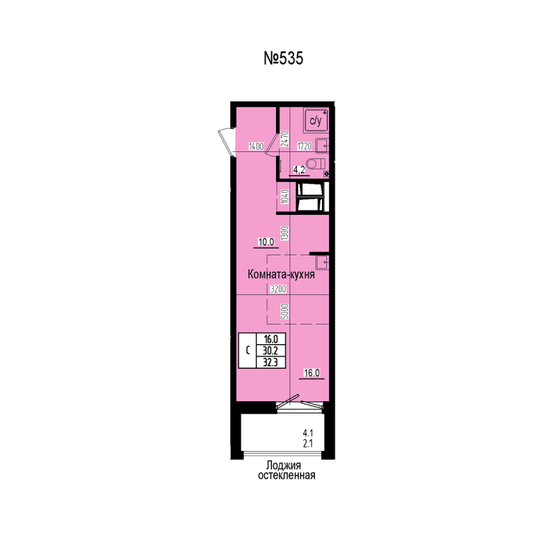 Студия 32,3 м²