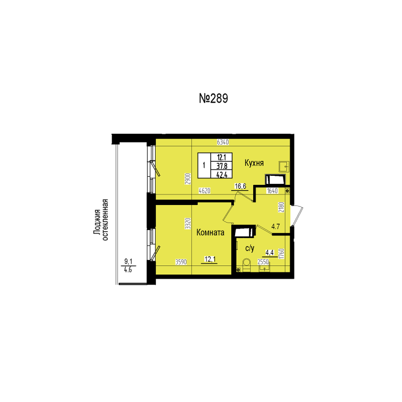 2 ккв (Евро) 42,4 м²