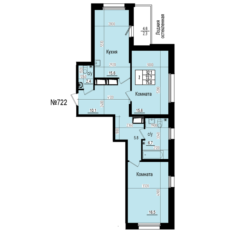 3 ккв (Евро) 75 м²