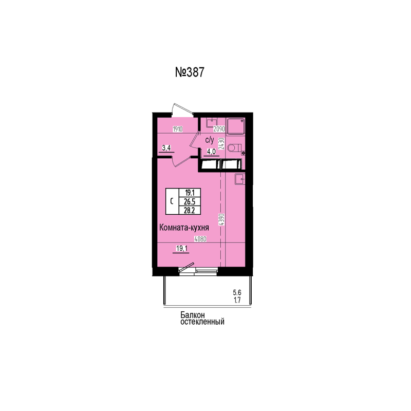 Студия 28,2 м²