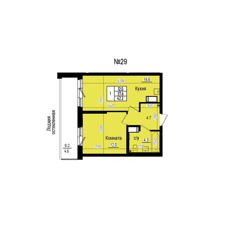 2 ккв (Евро) 42,2 м²