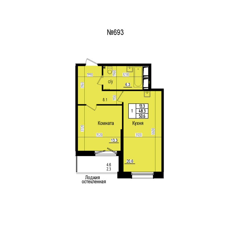 2 ккв (Евро) 50,6 м²