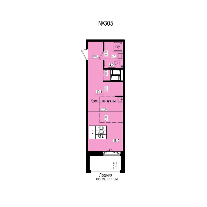 Студия 32,4 м²