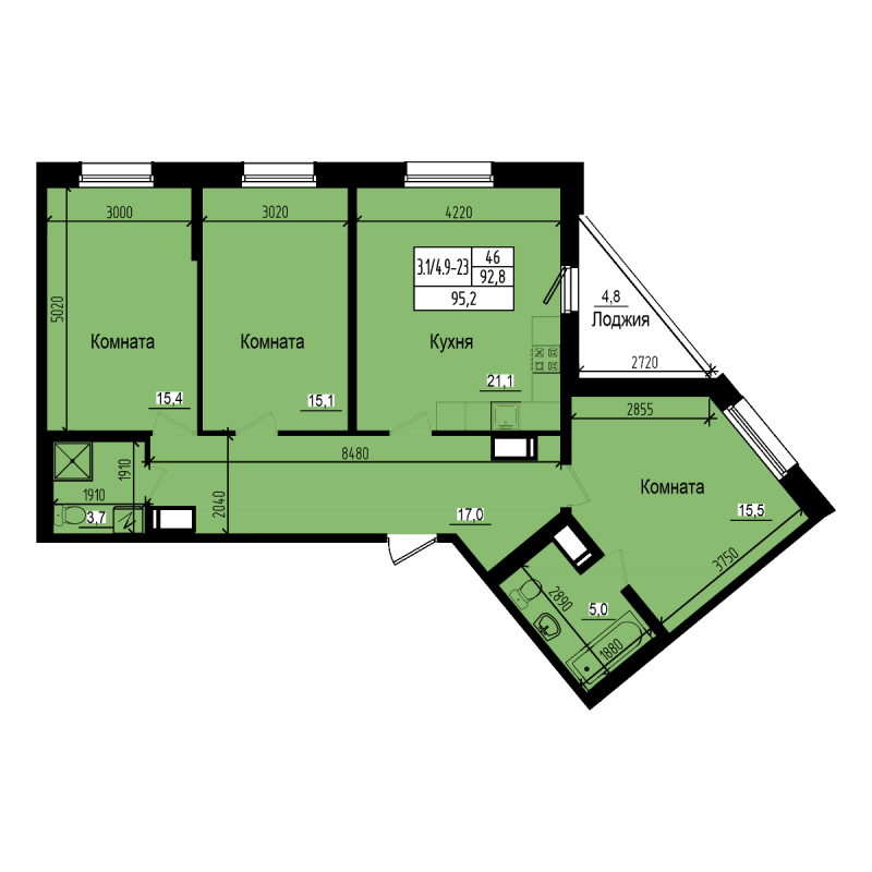 4 ккв (Евро) 95,2 м²