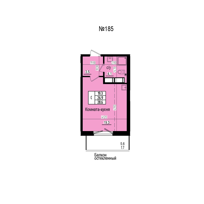 Студия 28,6 м²