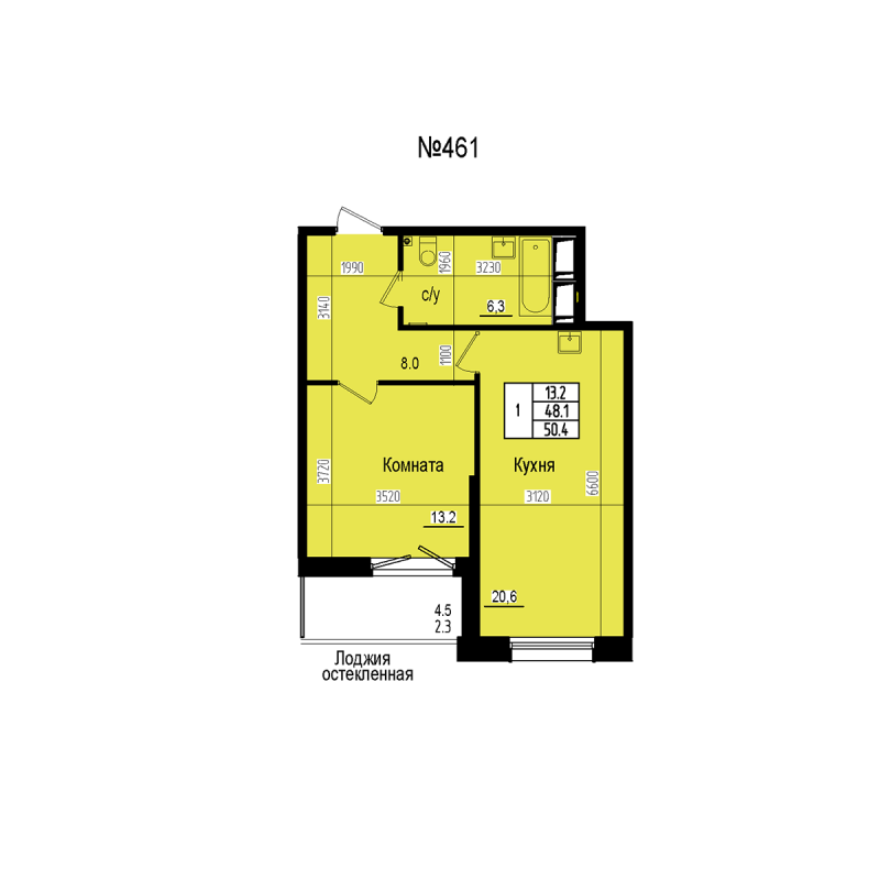 2 ккв (Евро) 50,4 м²