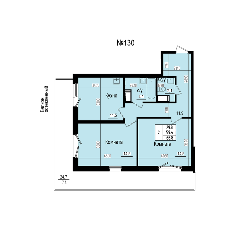 2 ккв 66,8 м²