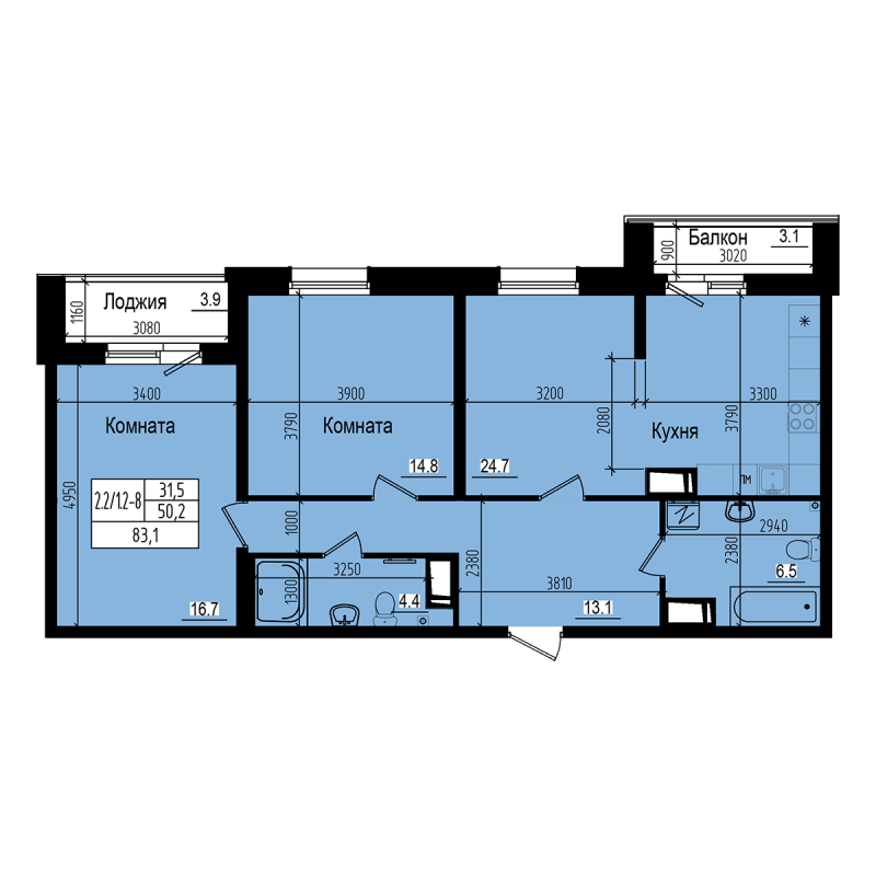 3 ккв (Евро) 83,1 м²