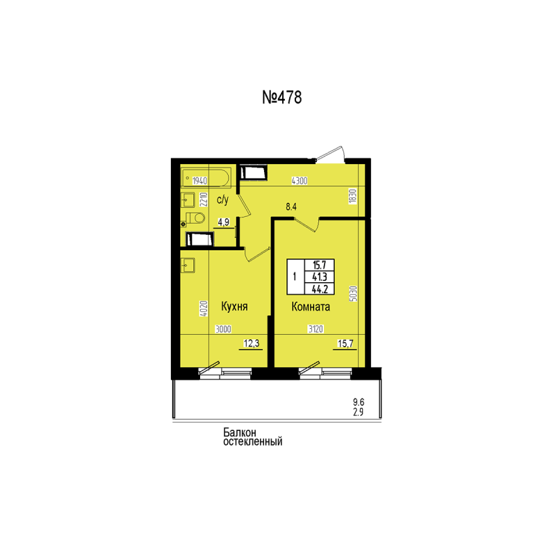 1 ккв 44,2 м²