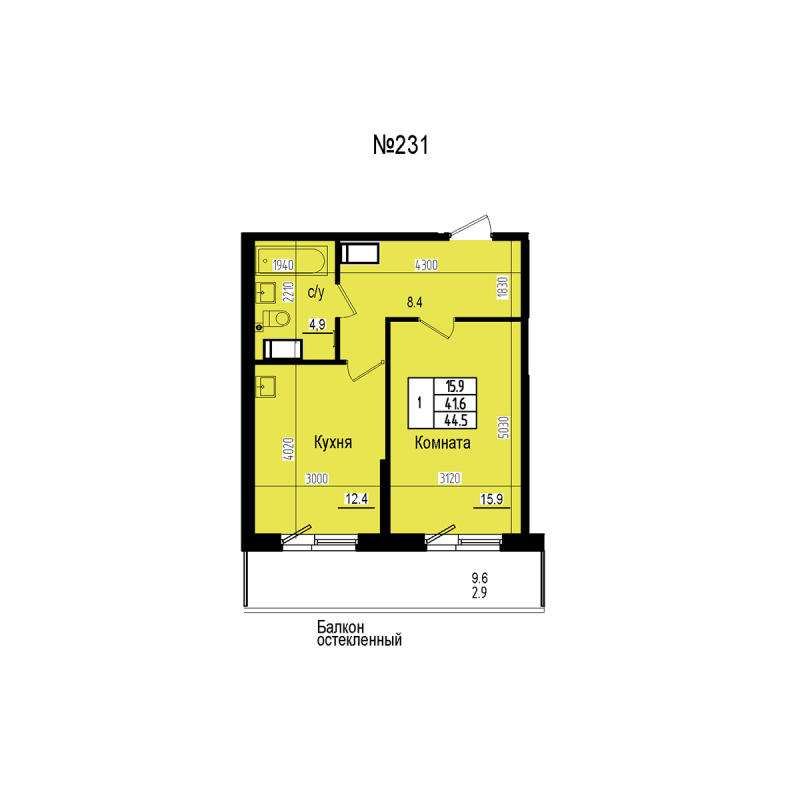 1 ккв 44,5 м²