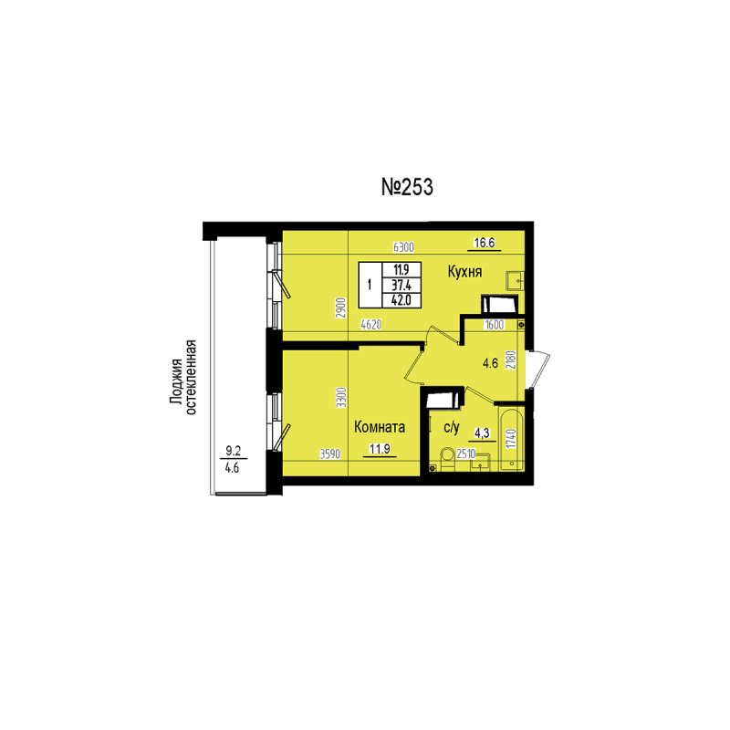 2 ккв (Евро) 42 м²