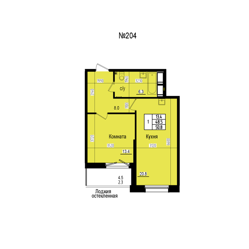 2 ккв (Евро) 50,8 м²