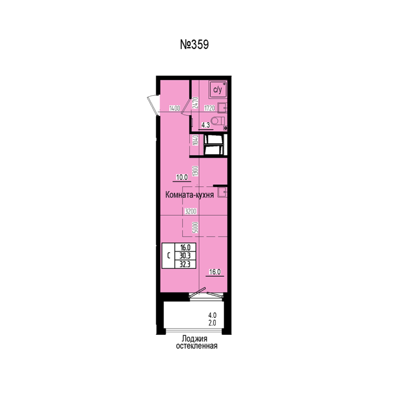 Студия 32,3 м²