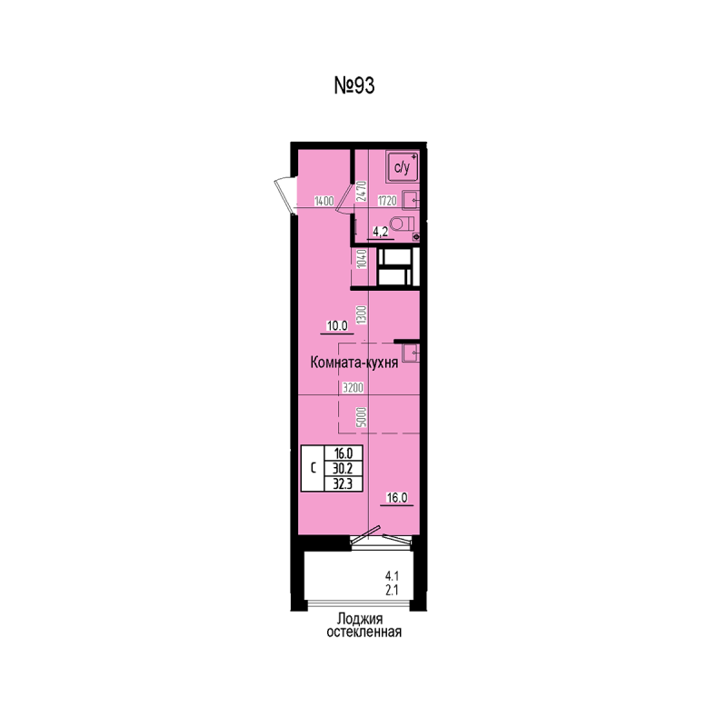 Студия 32,3 м²
