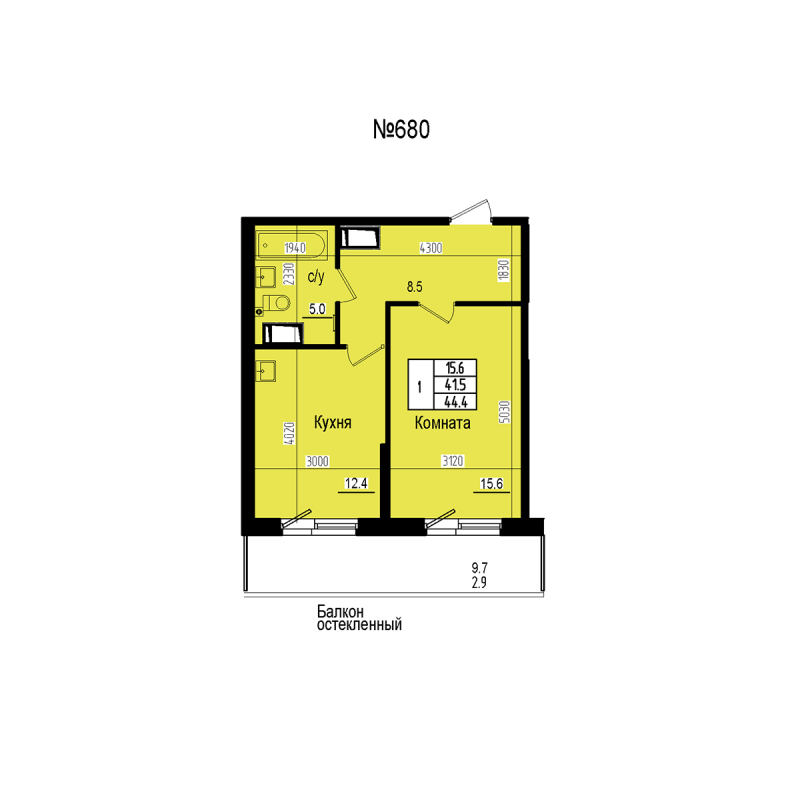 1 ккв 44,4 м²