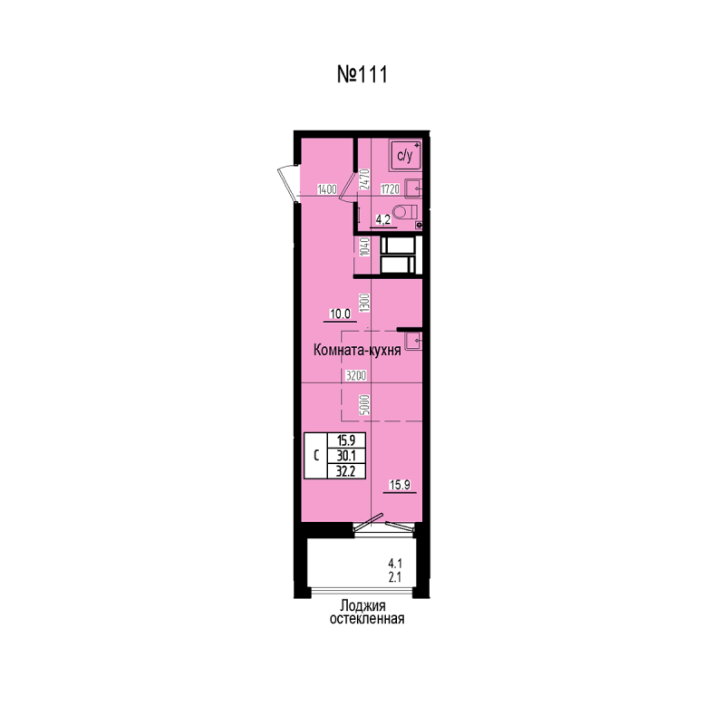 Студия 32,2 м²