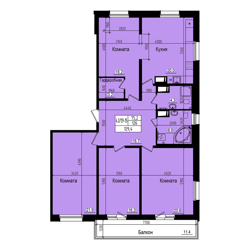 5 ккв (Евро) 129,4 м²