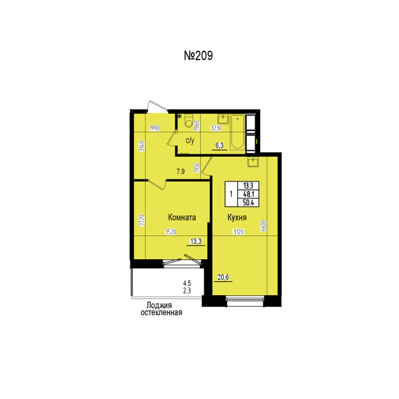 2 ккв (Евро) 50,4 м²