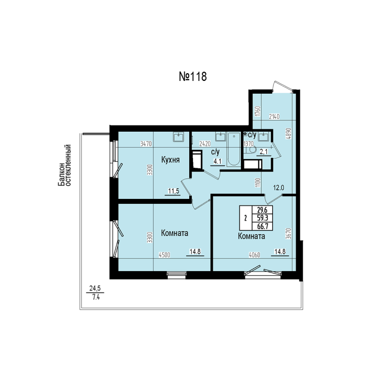 2 ккв 66,7 м²