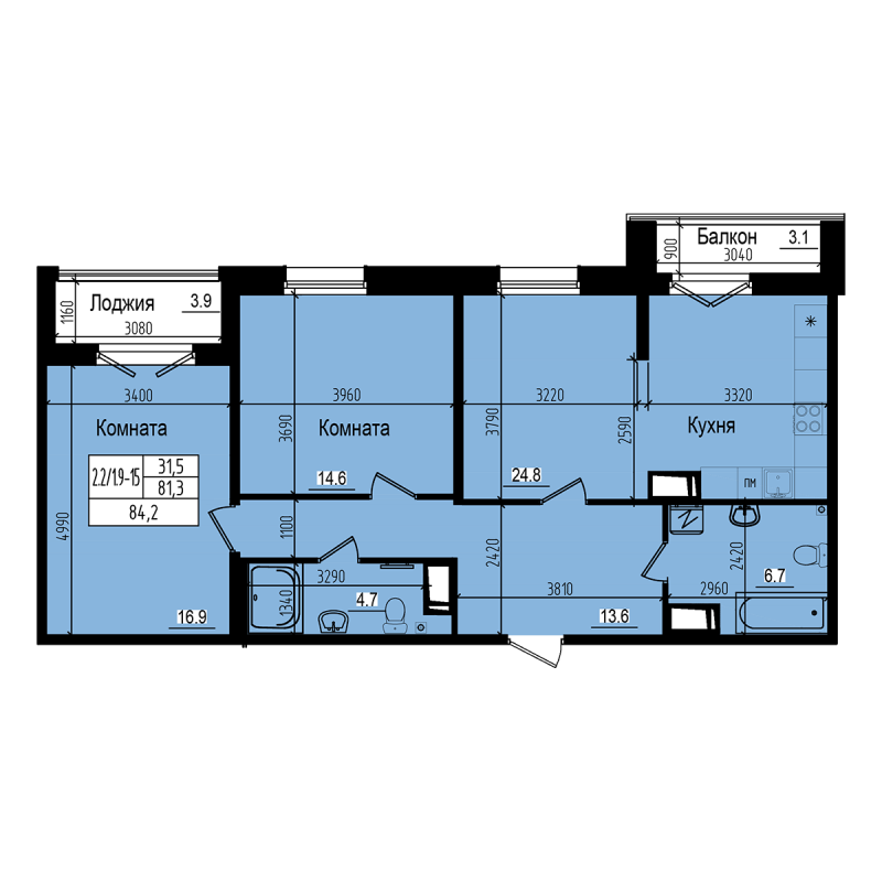 3 ккв (Евро) 84,2 м²