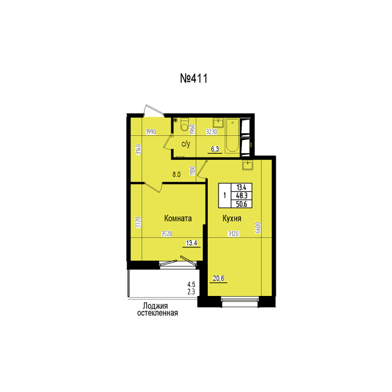 2 ккв (Евро) 50,6 м²