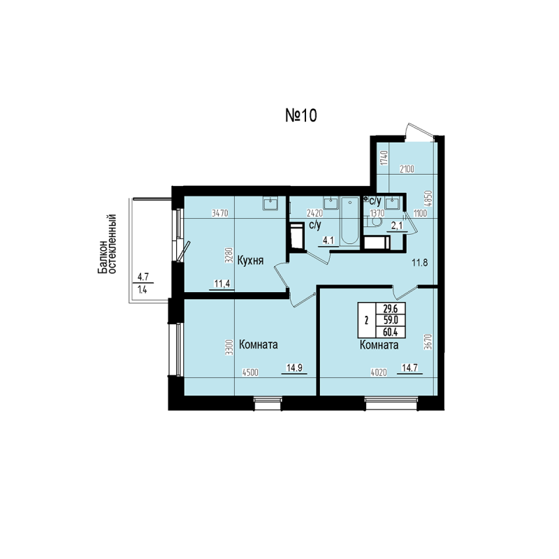 2 ккв 60,4 м²