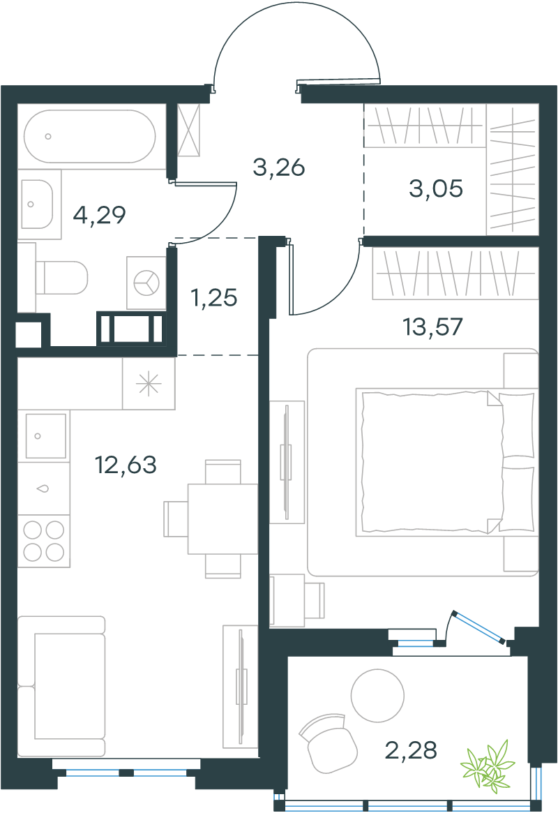 1 ккв 40,3 м²