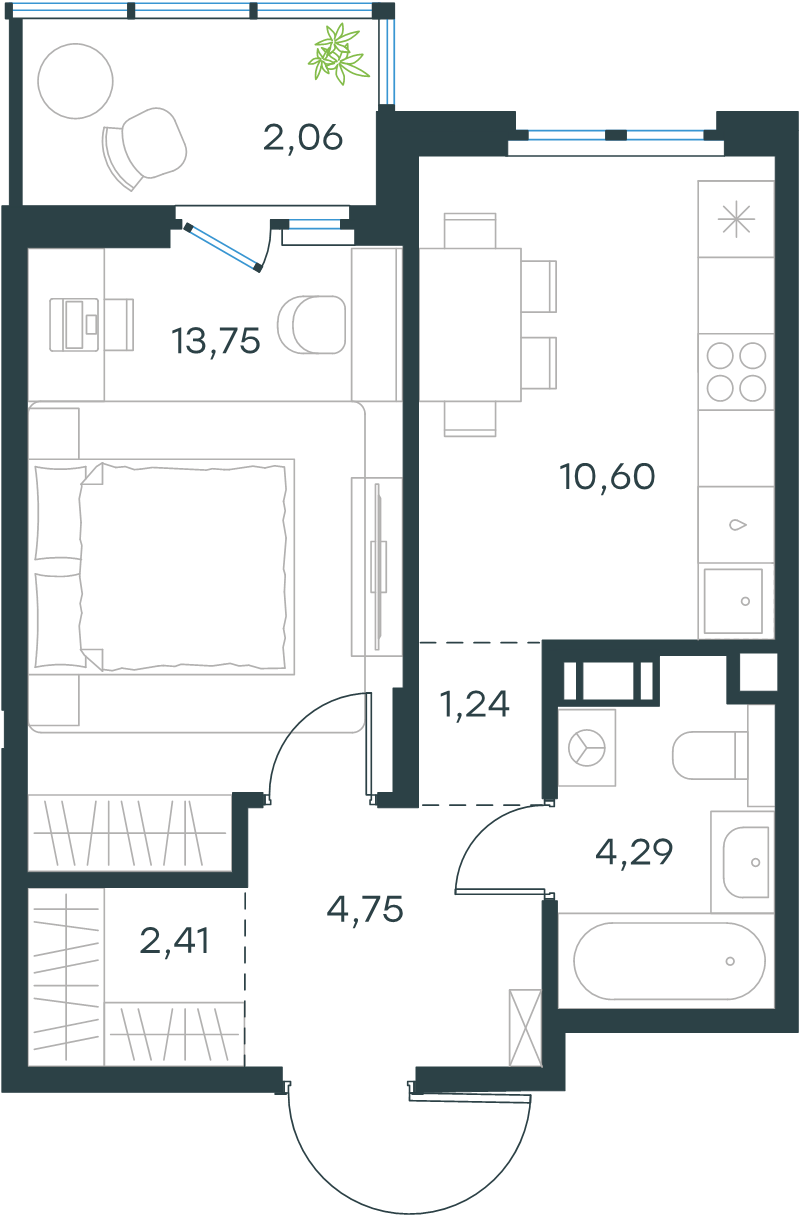 1 ккв 39,1 м²