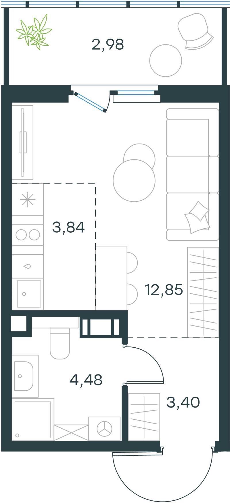 Студия 27,6 м²
