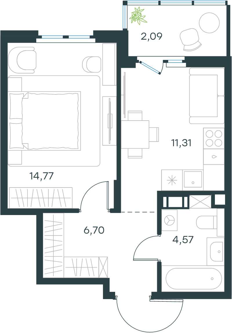 1 ккв 39,4 м²