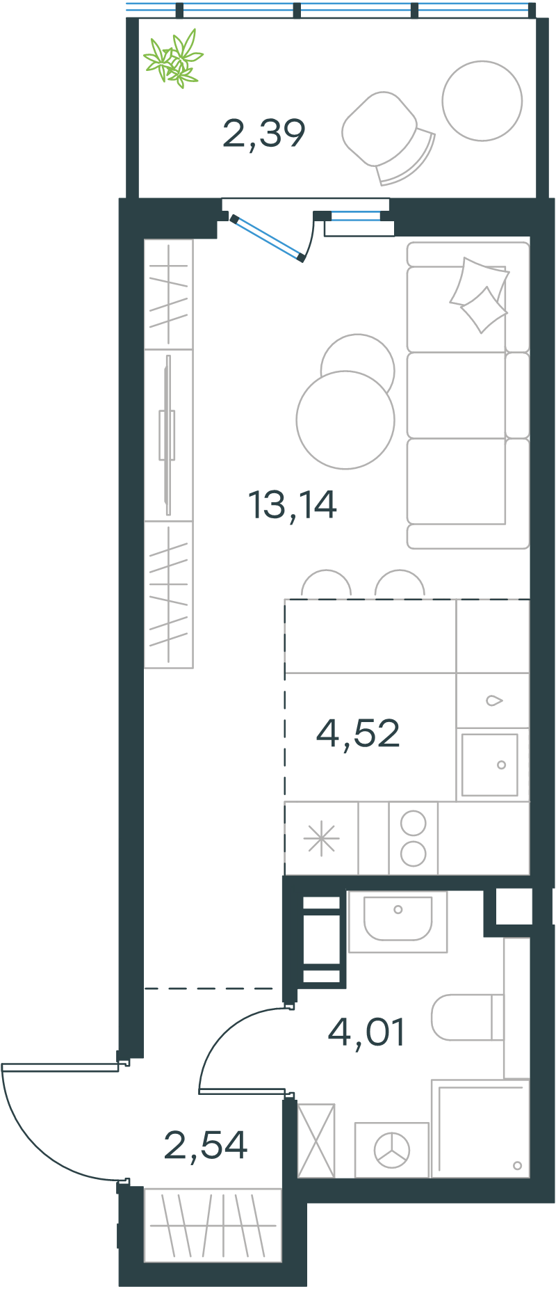 Студия 26,6 м²