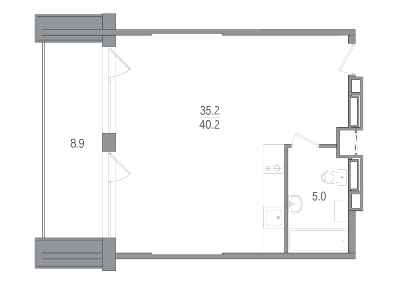 Студия 40,2 м²