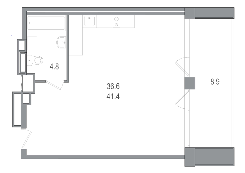 Студия 41,4 м²