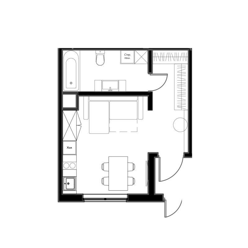 Студия 28,5 м²