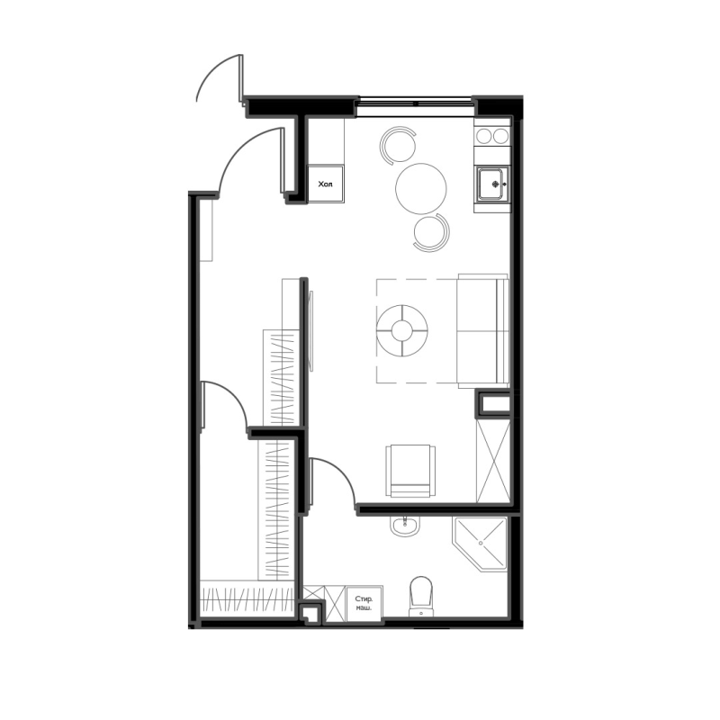 Студия 35,1 м²