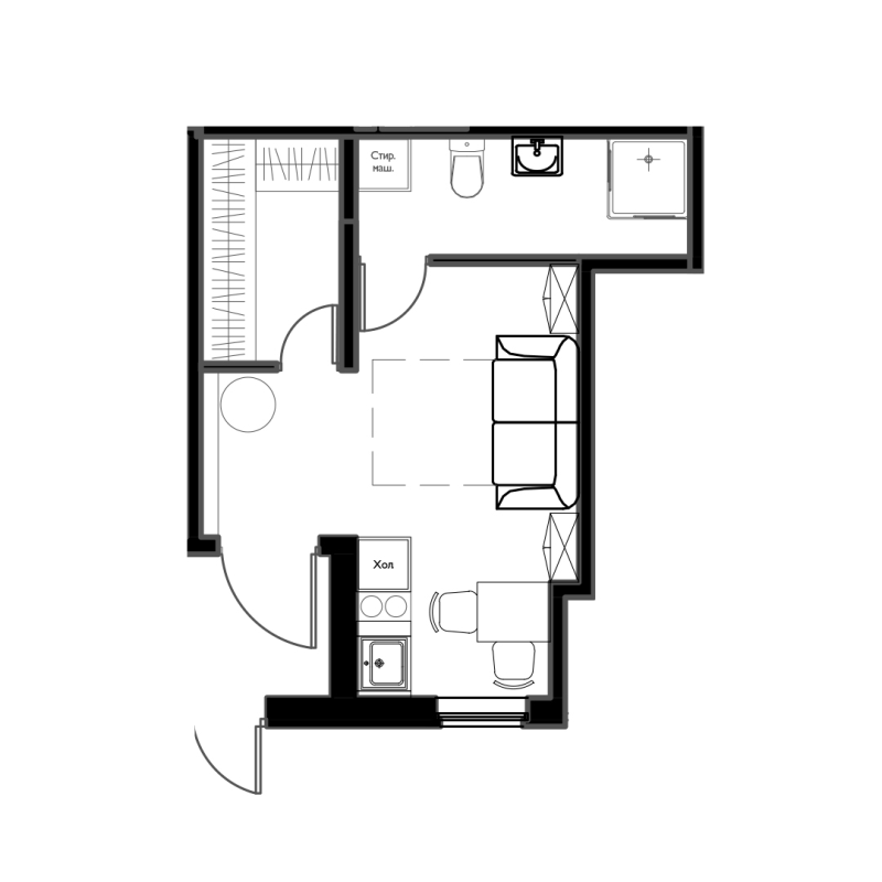 Студия 22,8 м²