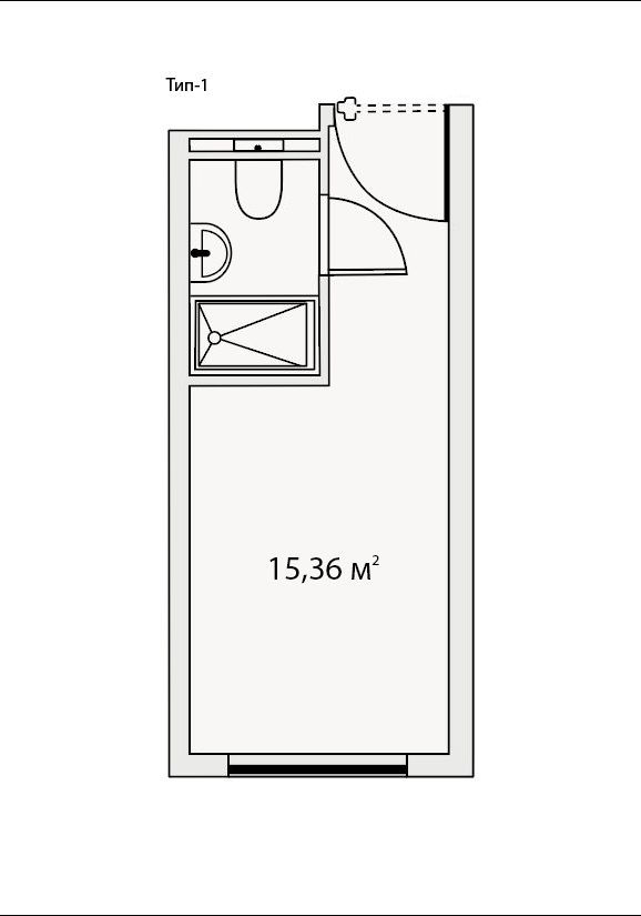 Студия 15,4 м²