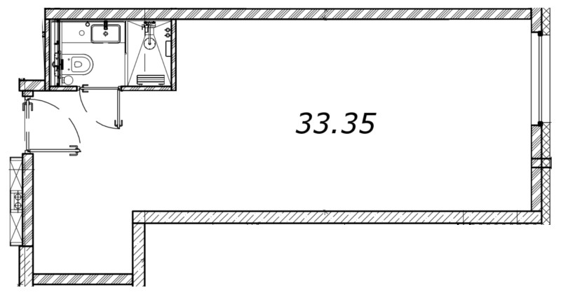 Студия 33,1 м²