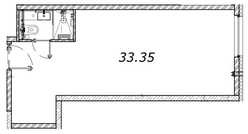 Студия 33,1 м²