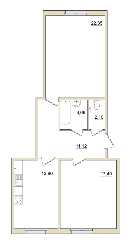 2 ккв 71,1 м²