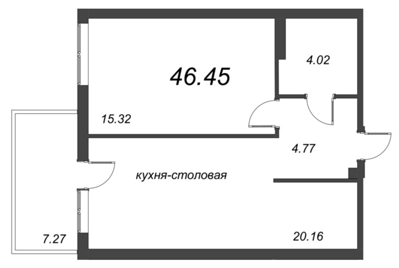 2 ккв (Евро) 46,4 м²