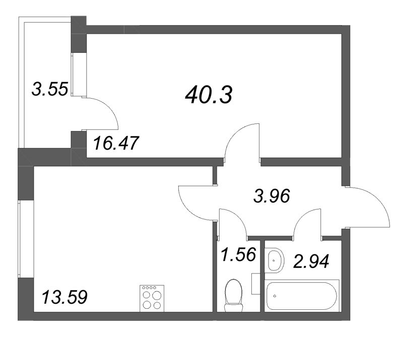1 ккв 40,3 м²
