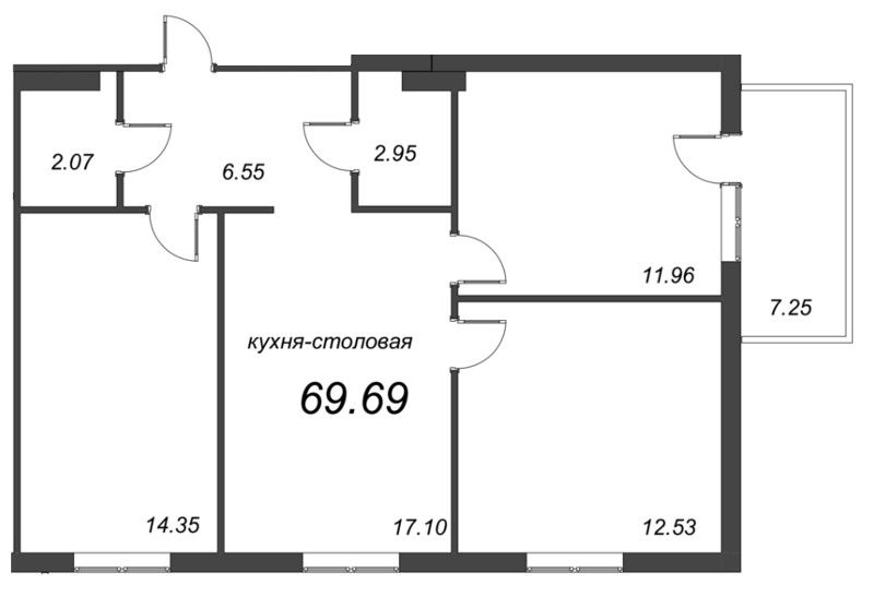4 ккв (Евро) 69,5 м²